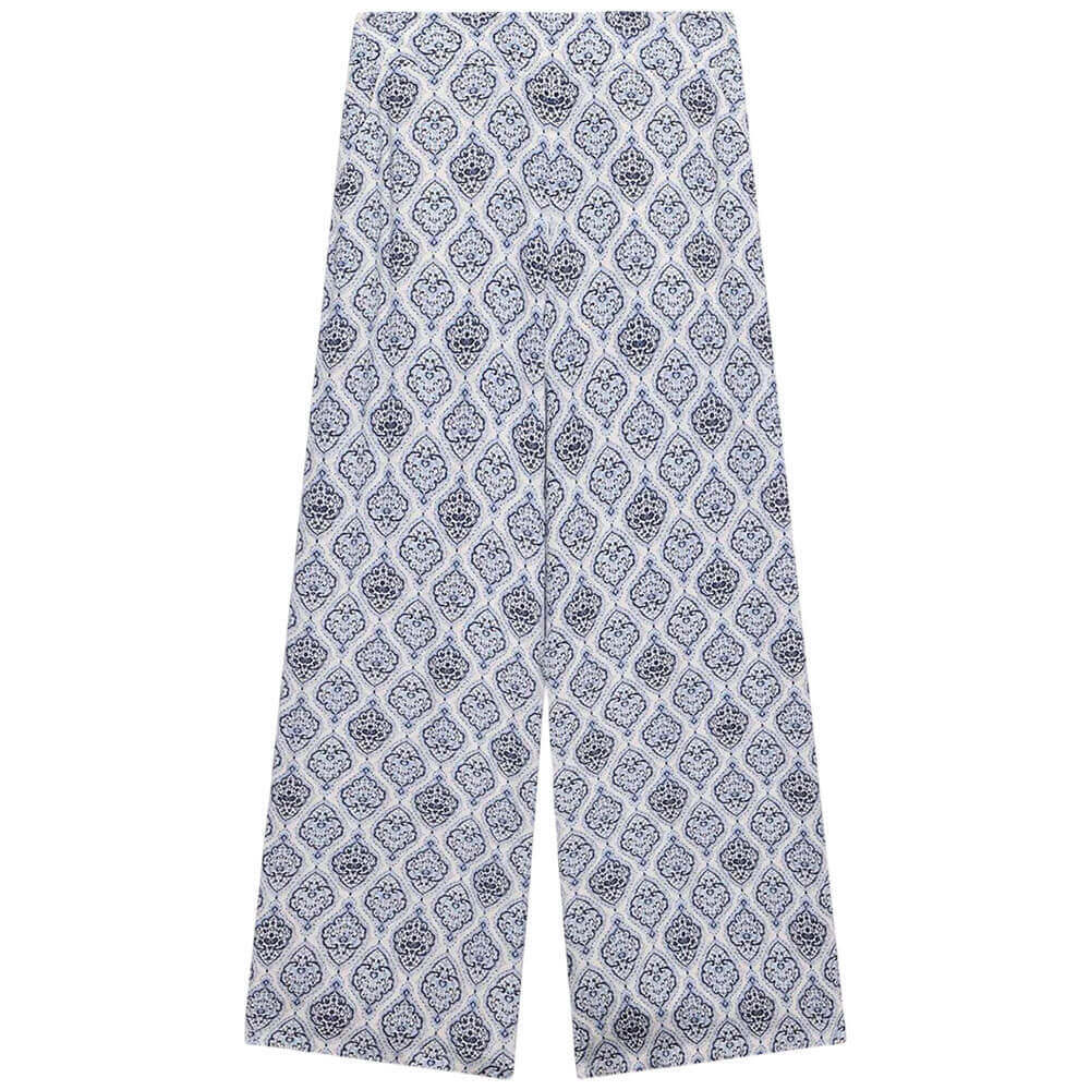 Mint Velvet Blue Geometric Print Wide Trousers